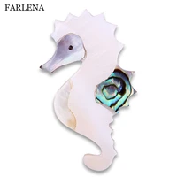 farlena jewelry natural shell cute seahorse brooches pins for women girl dress suit accessory fashion animal brooch