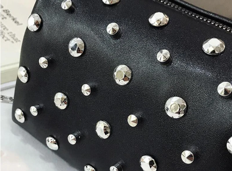 Yogodlns Bags For Women New Fashion Rivet PU Leather Women Bag Diamonds Shoulder Messenger Bag Chains Small Flap Crossbody Bag