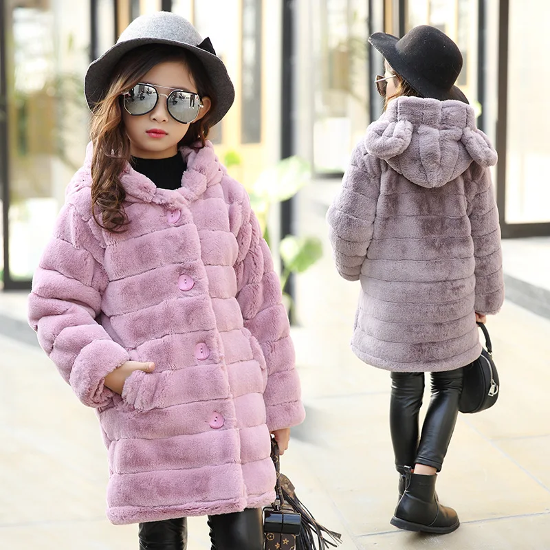 Girls Winter Coats 2019 Baby Hooded outerwear Thick Fluff Warm Coat Children Clothes Kids Velvet Outerwear | Детская одежда и