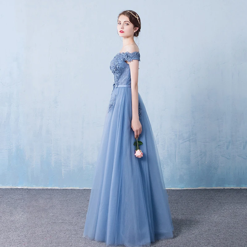 Вечерние кружевные платья до пола LAMYA винтажное синее платье трапеция с вырезом