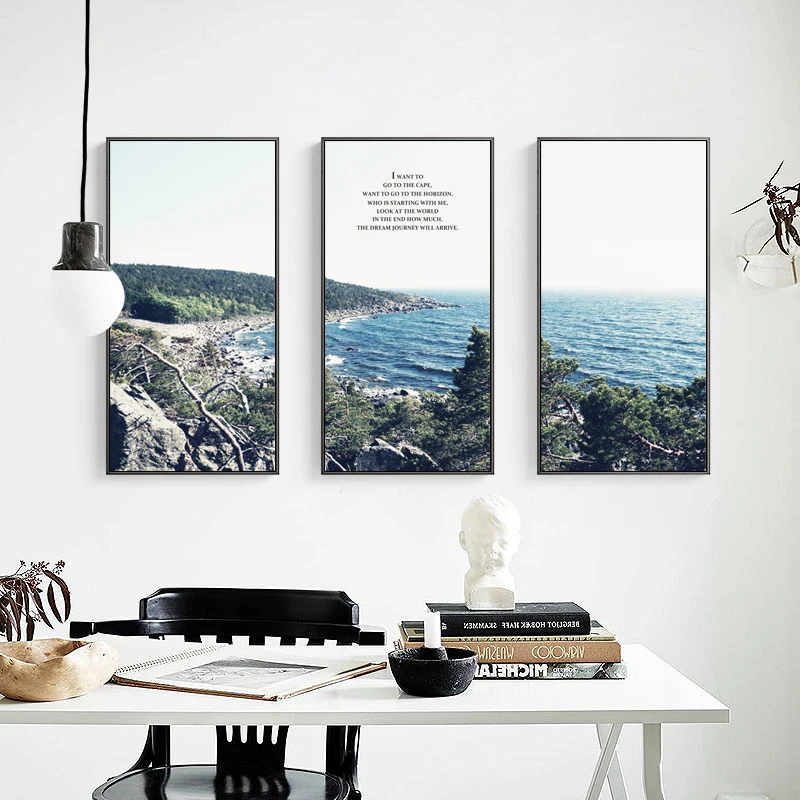 Скандинавская декорация морской пейзаж вертикальный постер холст искусство