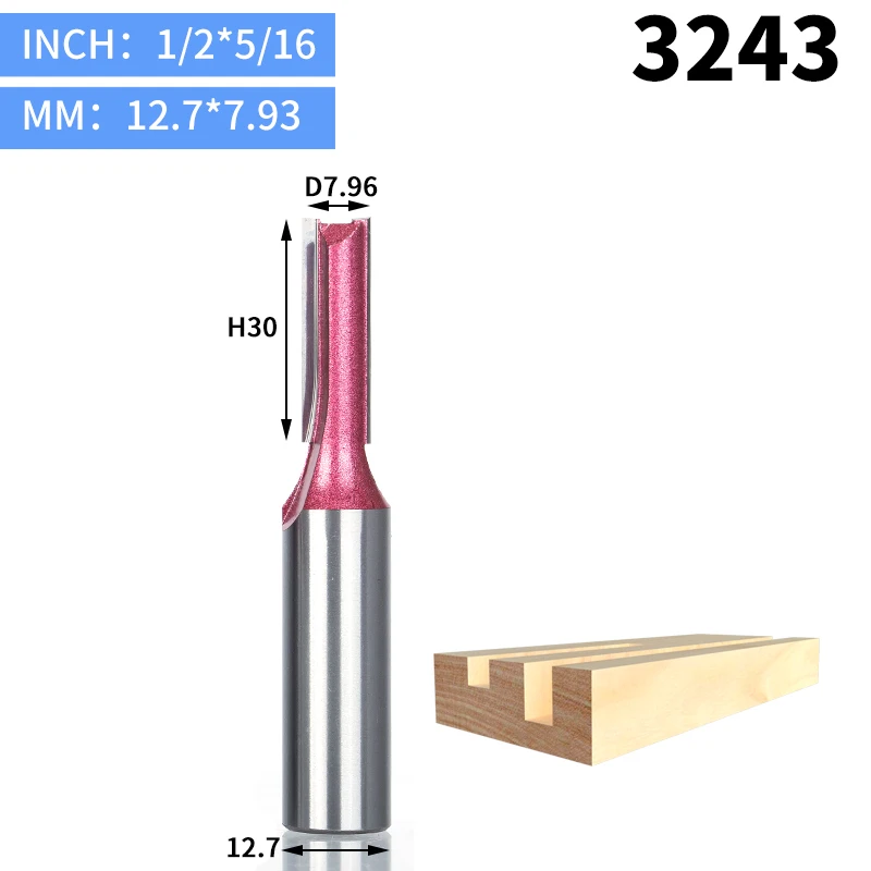 3243 HUHAO 1pcs 1/4" 1/2"Shank Industrial Grade straight bit Woodworking Tools Router Bit for Wood Tungsten endmill milling cutter - Длина режущей кромки: 3243