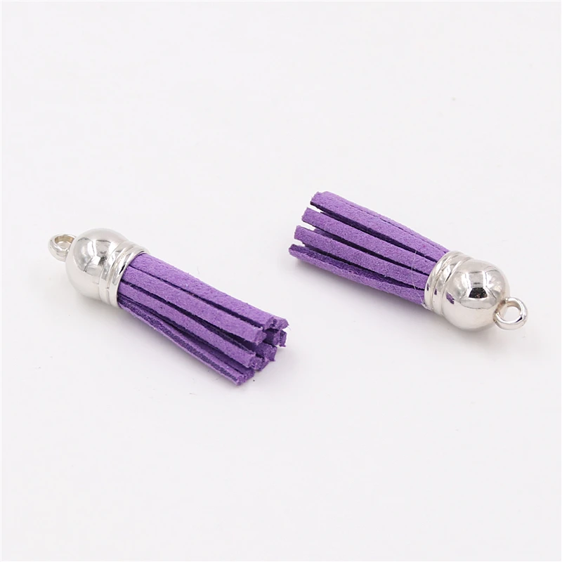 purple 50 шт. 38 мм кожаная кисточка для брелка для мобильного телефона, ремни, ювелирные изделия, волокно, бахрома, замша, кисточка, сделай сам, подвеска, летние ювелирные изделия, фурнитура - Цвет: purple