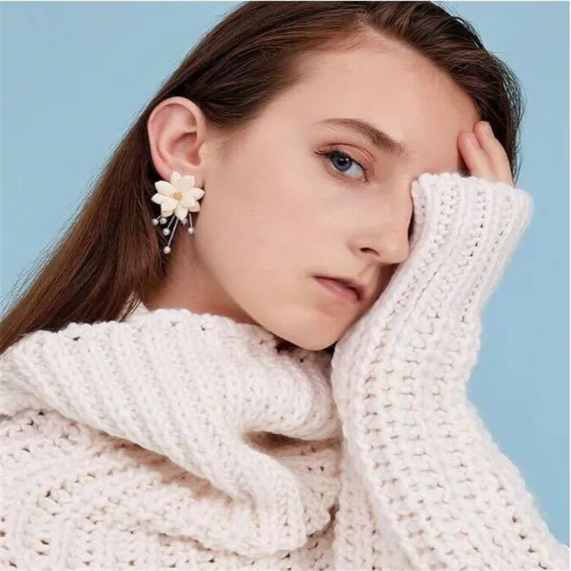 Женские серьги-подвески с искусственным жемчугом серьги жемчужинами и цветами