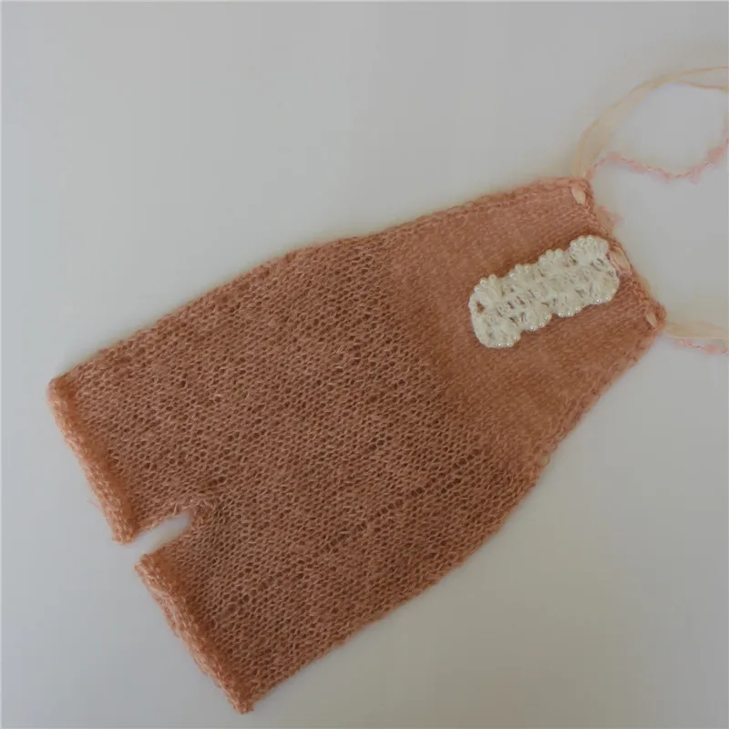 Newborn Mohair Romper with Chiffon Ribbon Shorts Photo Prop |