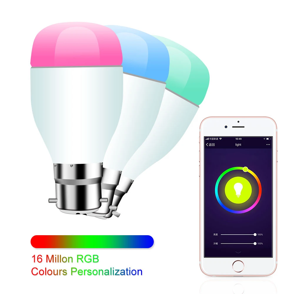 Умная Светодиодная лампа E27 B22 Magic RGB с Wi Fi беспроводной светильник Bluetooth для умного