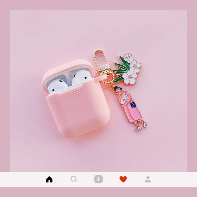 Розовый Прекрасный кот наушники для девочки чехол для Airpods чехол Bluetooth чехол для Apple Air pods защитный чехол Earhphone с брелоком - Цвет: Розовый