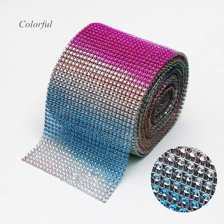 1 ярд x 12 см Широкая Многоцветная кристаллическая сетчатая Стразы Лента для