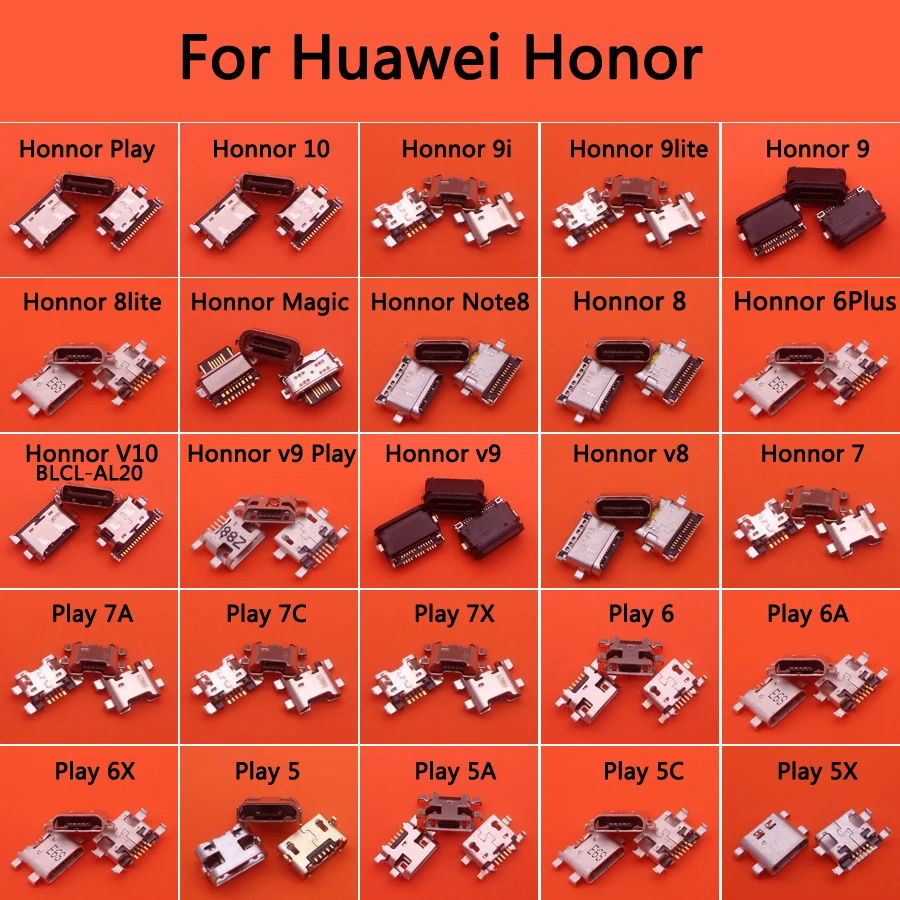 

USB Charging Socket Connector for Huawei Honor 7 8 10 V10 V9 9i 8 9 Lite 6 plus magic note8 Play 5 6 6A 6X 5C 5A 5X 7A 7C 7X