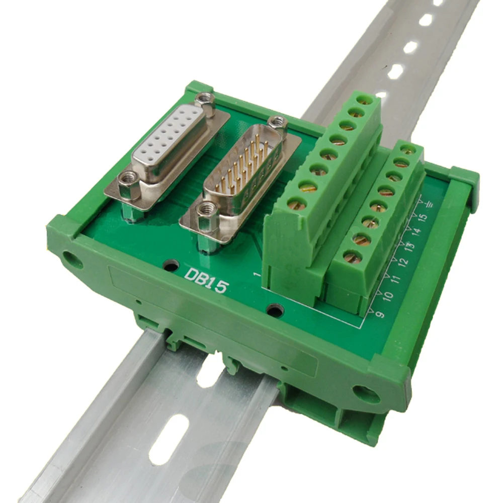 

DB15 Male Female Dual Usage D Sub 15 Pin Socket terminal block breakout board adapter DIN Rail