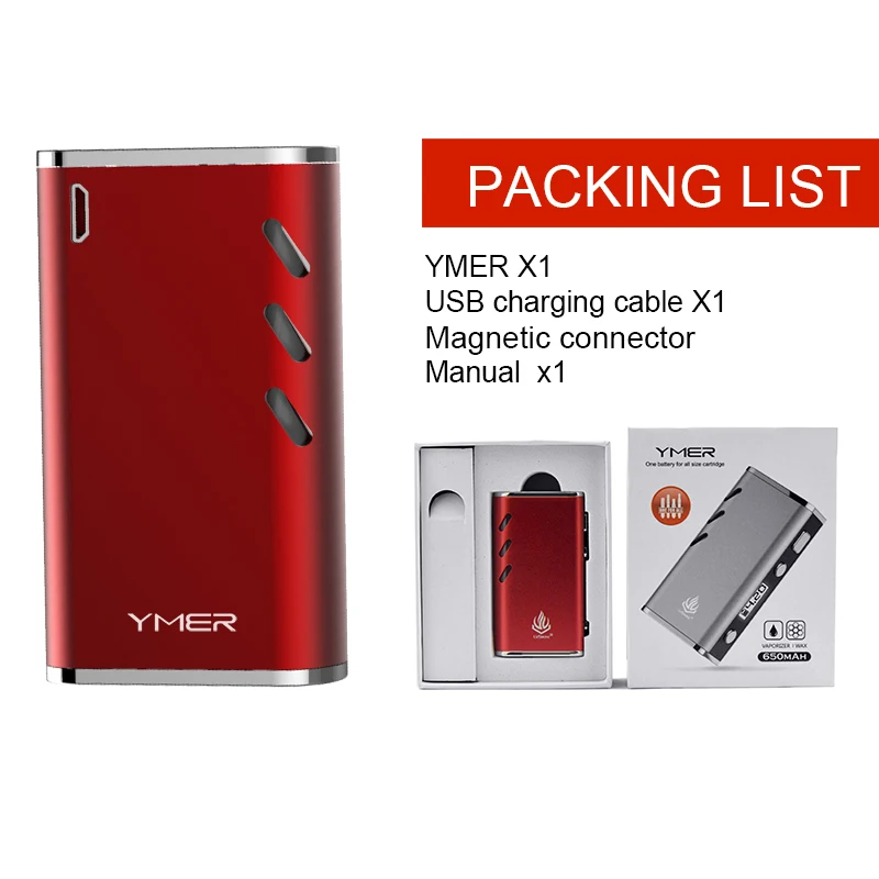 LvSmoke YMER CBD Vape Mod электронная сигарета 510 нить 650 мАч батарейный блок мод для всех