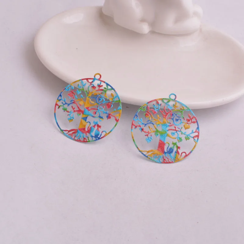 30 шт. цветные латунные лаковые филигранные серьги с подвесками в виде дерева