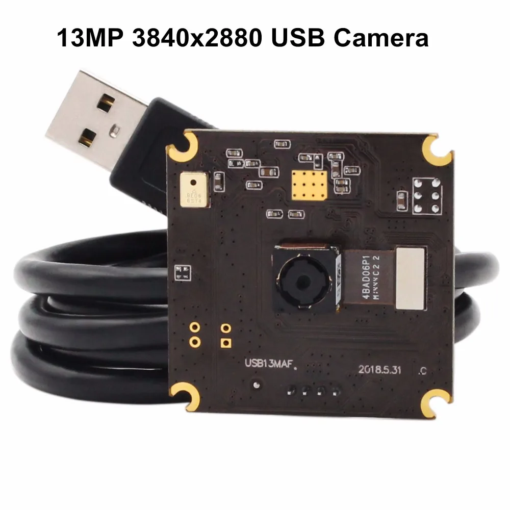 ELP 13MP USB веб-камера, MJPEG 10fps 3840x2880, веб-камера без искажений, автофокус, промышленный USB модуль камеры для компьютера, ПК, ноутбука