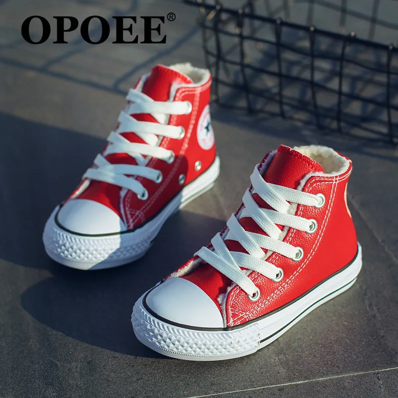OPOEE/брендовые Детские кроссовки с высоким берцем хлопковая обувь для мальчиков и