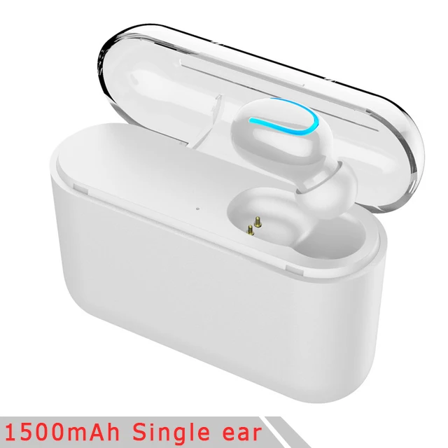 white Single ear Bluetooth 5,0 наушники TWS мини Беспроводные спортивные наушники гарнитура стерео наушники с усиленными басами с зарядным устройством 1500 мАч power bank - Цвет: white Single ear