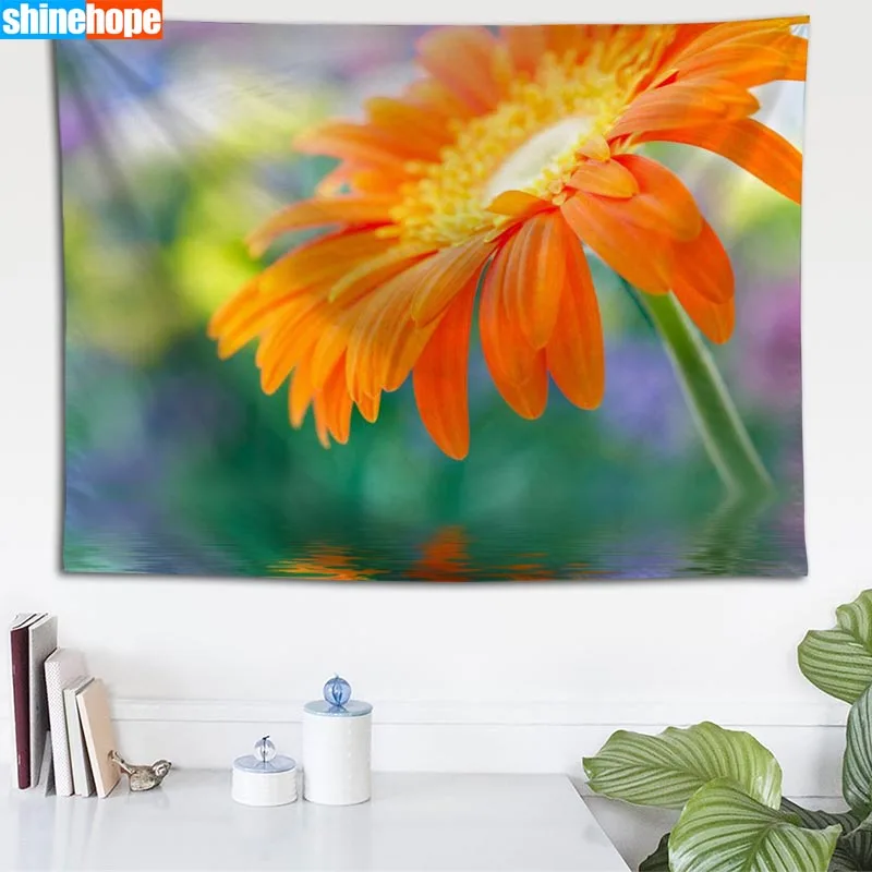 Gerbera цветы на заказ гобелен настенный гобелен Настенное подвесное одеяло спальня фермерский дом Декор богемное украшение дома - Цвет: Tapestry 19