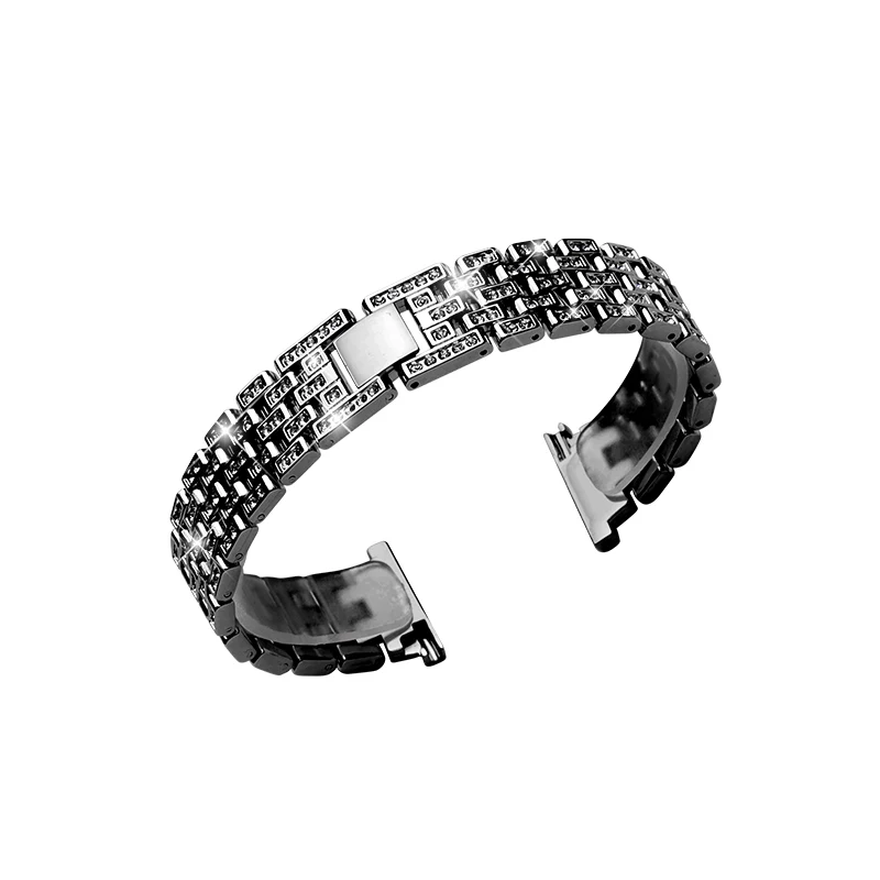 Черный Ремешок для часов из нержавеющей стали 18мм Для HUAWEI TalkBand B5 / Sight Watch S1 Запасной браслет Бриллиантовое украшение Ремешок из нержавеющей стали Быстрый выпуск регулируемый размер - Цвет: Черный