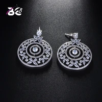 be 8 new fashion aaa cubic zirconia big drop earrings round circle pendant long dangle earrings for women statement jewelry e728