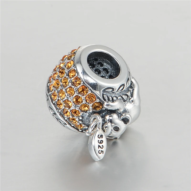 Браслеты с подвесками в виде медведя из серебра 925 пробы европейский браслет