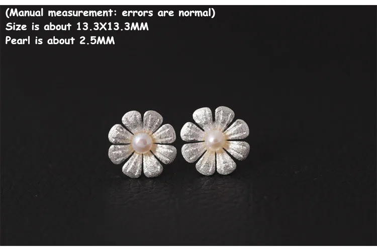 7th Design Silver Безглицые натуральные жемчужные серьги-гвоздики для женщин ручной работы жемчуг цветок серьги-гвоздики Твердые 925 пробы Серебряный лист хорошее ювелирное изделие - Цвет камня: 7th Design Silver