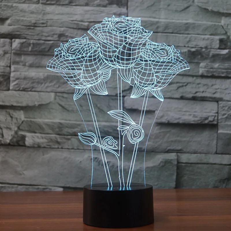 Ночной светильник Fule с пересечением границ на День святого Валентина роза