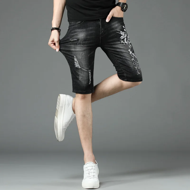 ORINERY/Лидер продаж Летние Стильные рваные джинсы с вышивкой дракона для мужчин
