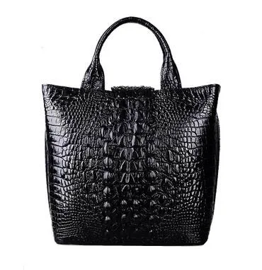 Black Новые женские сумки из натуральной кожи, модные сумки с узором «крокодиловая кожа», роскошные женские сумки, дизайнерские женские кожаные сумки - Цвет: Black