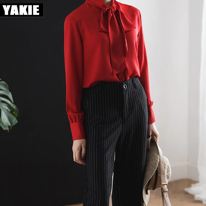 2017 Летние шифоновые блузки женская шифоновая блузка с длинным рукавом Офисная