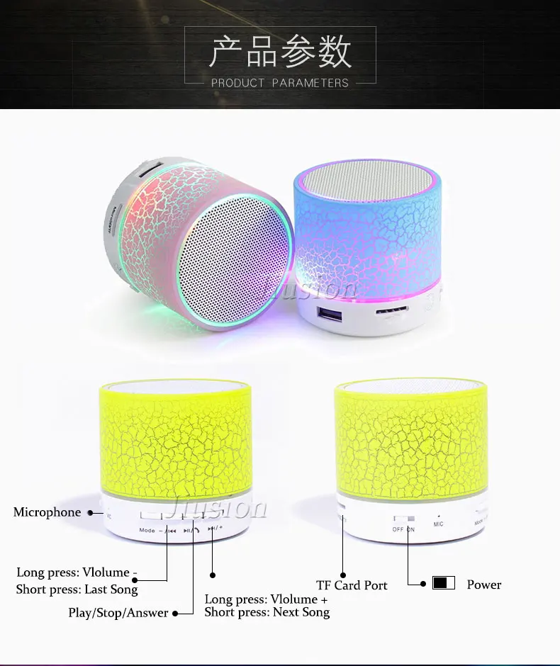 Мини A9 беспроводной Bluetooth динамик LED красочные ночные огни Hands Free портативный Subwoof