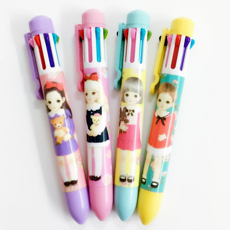 8 цветов кавайная шариковая ручка с красивой девочкой и цветами для письма