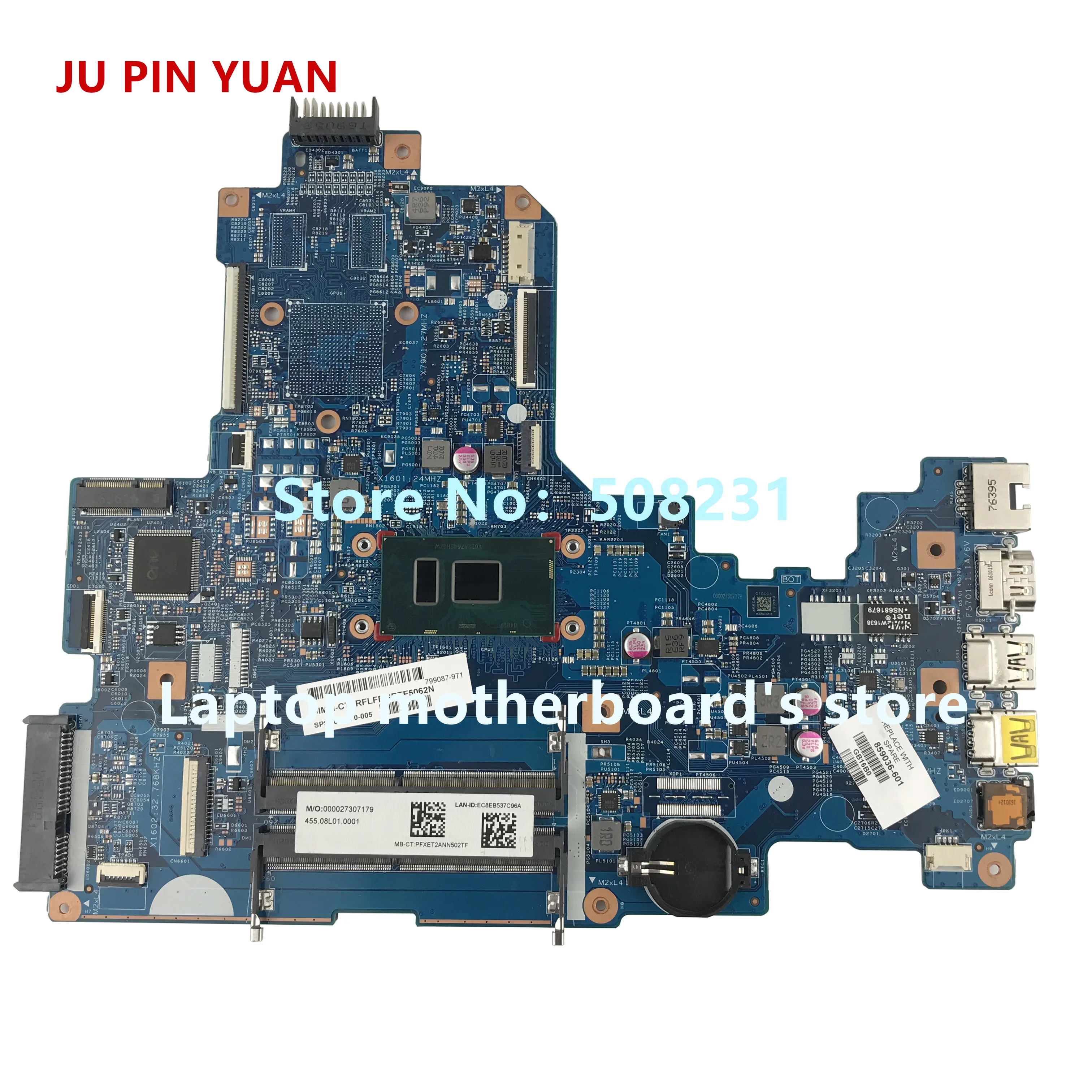 Ju pin yuan 859036-601 материнская плата для hp ноутбук 17-X 17T-X 17-X115DX Материнская плата ноутбука 15289-2 448.08E01.0021 с i3-7100U