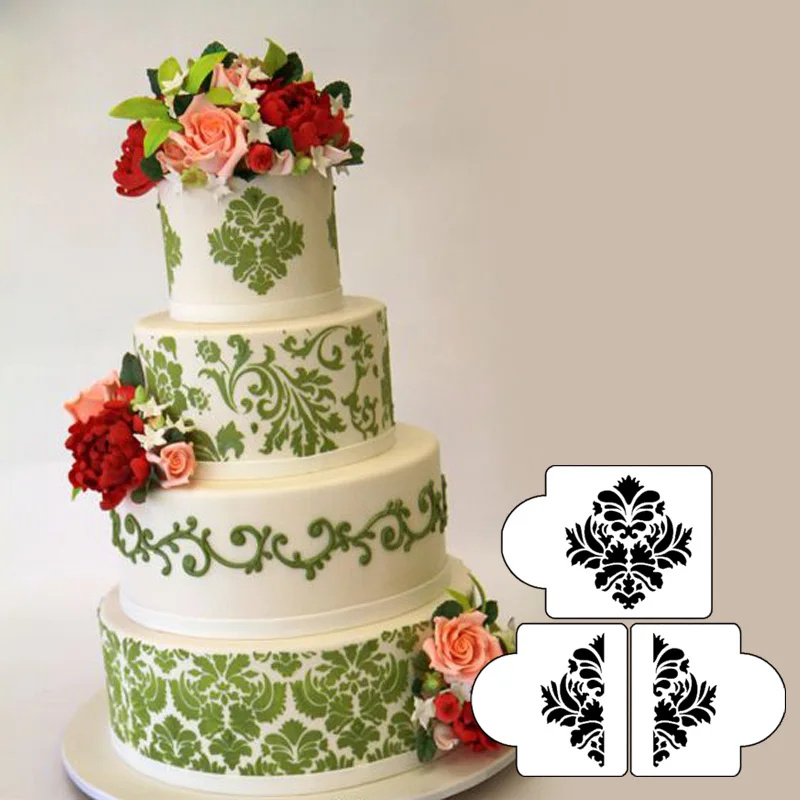 Дамасский пирог набор трафаретов уровня #3 рисунок декорирования краев кружевной