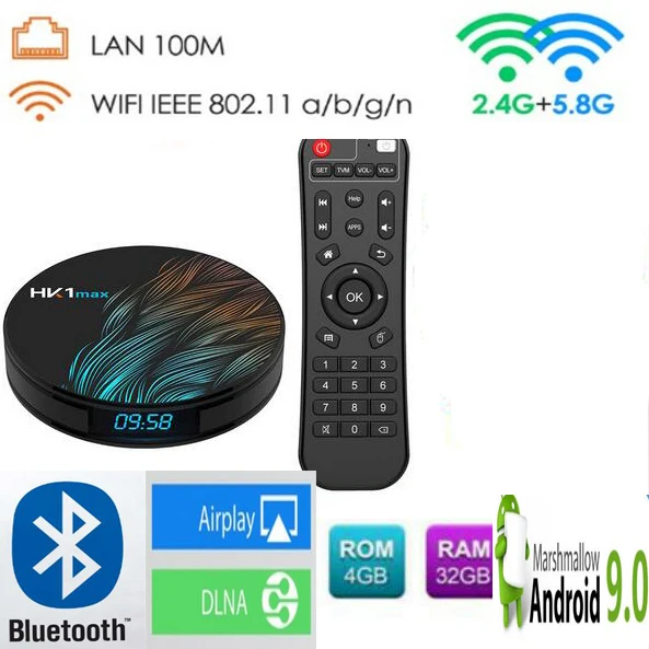 4G 32G HK1 MAX tv box Android 9,0 2G/4G rom 16G/32G/64G 2,4G/5G Dual Wifi RK3318 четырехъядерный BT 4,0 vs tanix tx6 медиаплеер - Цвет: 4G 32G