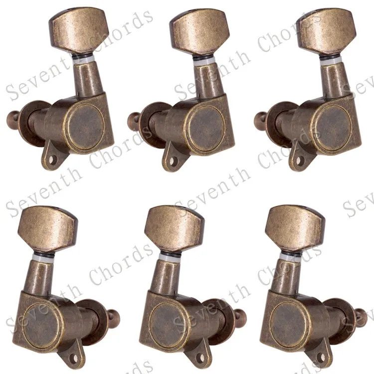 Набор 6 шт. Sealed-gear Guitar Tuning Pegs ключи тюнеры машинные головки для гитары-хромовый и черный и золотистый выбор - Цвет: Bronze A Set 3L3R
