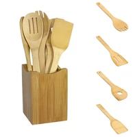 2017 new 6 pieces bamboo spoon spatula kitchen utensil wooden cooking tool mixing set