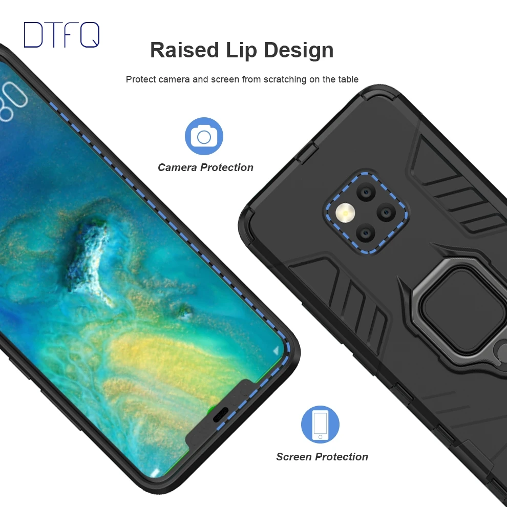 DTFQ Dual Layer Shockproof Phone Cover for Huawei Mate Series Anti-knock Armor Case 20 Pro X Lite 9 10 |