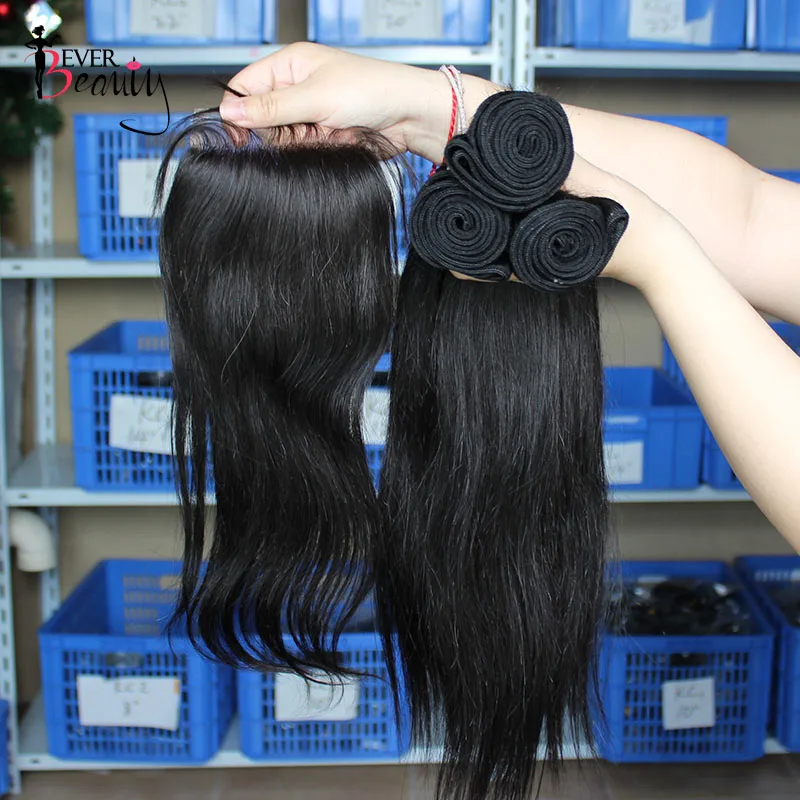 Бразильские прямые пучки волос с застежкой пряди человеческих волосы Ever Beauty 3 |