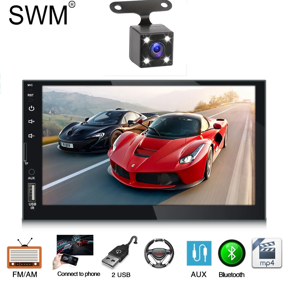 7080B 2 Din Радио стерео радио Coche Bluetooth мультимедийный плеер Зеркало Ссылка изображение заднего вида Estereo De Авто Con Pantall