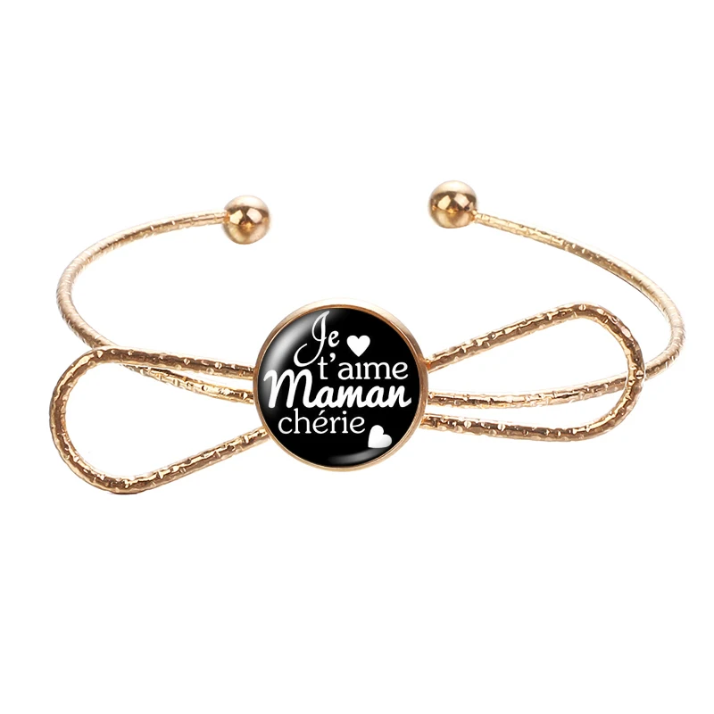 New Je tɺime mama papa love family words glass cabochon bangle Bow style silver color Cuff bracelet jewelry Gift ZB0440/0653 |