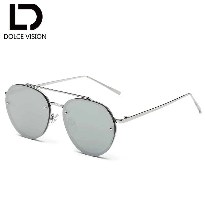 Dolce vision оправы круглые розовые зеркальные солнцезащитные очки Для женщин двойной мостик солнцезащитные очки-авиаторы для брендовая Дизайнерская обувь рамк - Цвет линз: 003