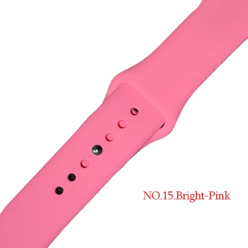 Силиконовый спортивный ремешок Correa для Apple Watch, 42 мм, 38 мм, 44 мм, Iwatch, серия 4, 3, 2, 1, резиновый браслет, ремешок для наручных часов - Цвет ремешка: NO.15.Bright-Pink