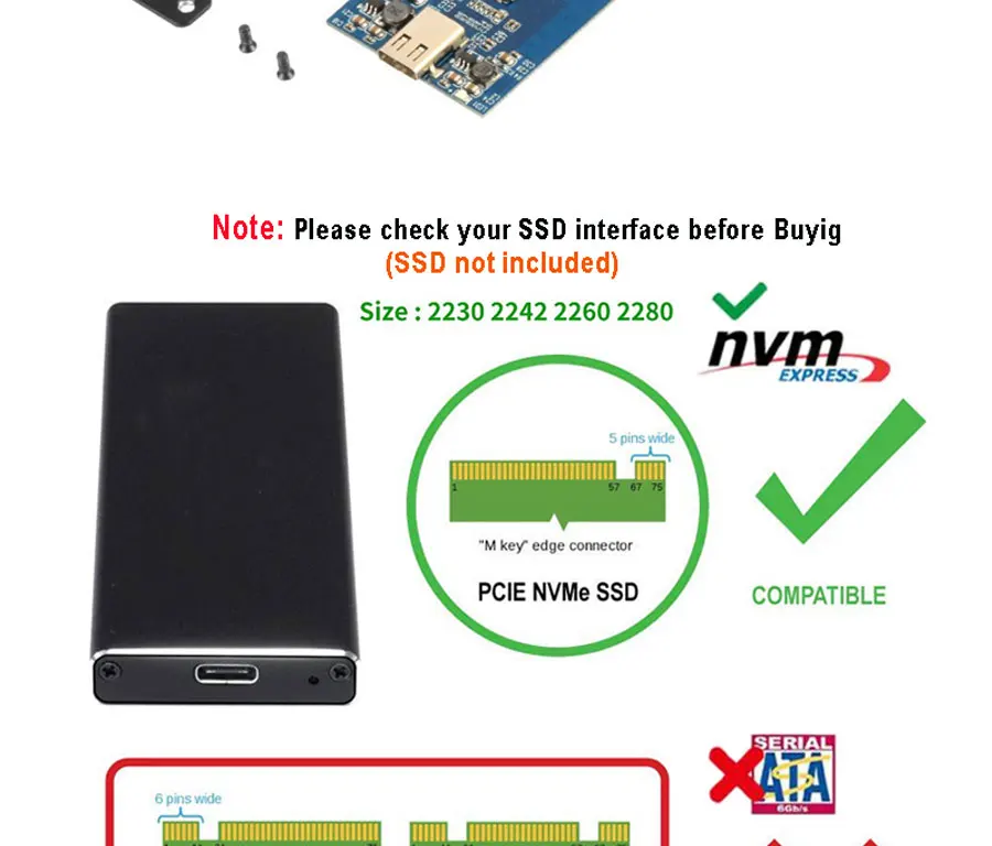 NVMe PCIE USB3.1 HDD корпус M.2 к USB 3,1 Тип C M ключ SSD корпус для жесткого диска внешний HDD чехол/PCIE SSD коробка