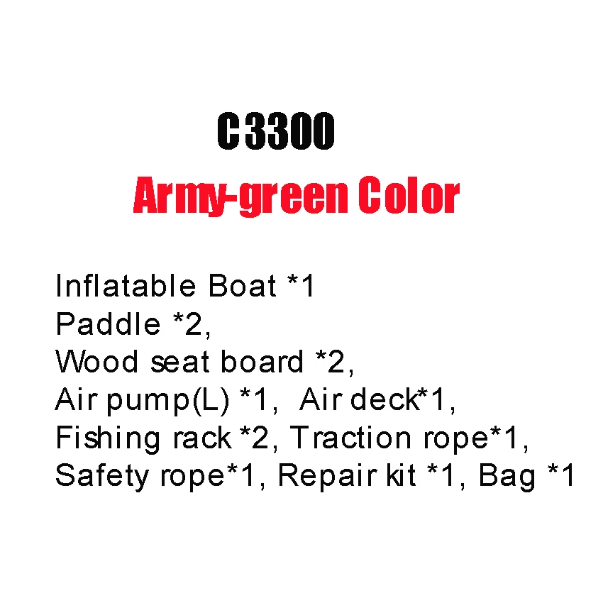 C3300-Army-green ПВХ надувная лодка износостойкая плот речная лодка Рыбацкая гребная лодка 0,7 мм/0,9 мм 4-6/5-7/6-8 человек с веслами и воздушным насосом - Цвет: C3300-Army-green