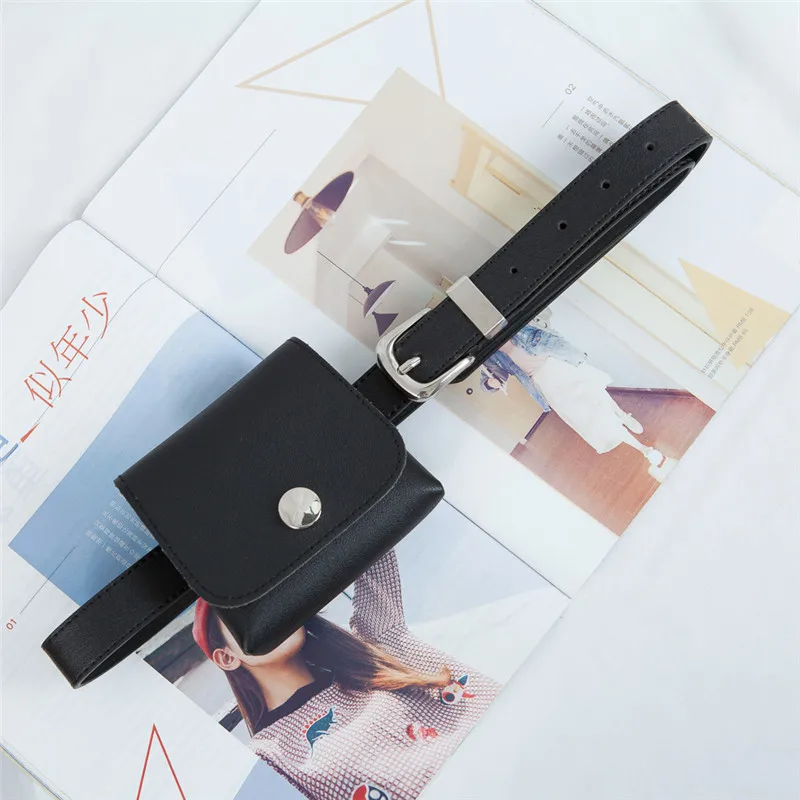 Ремни Ulzzang, Корея, ПУ кожа, новинка, женская сумка, на каждый день, Harajuku, забавный, однотонный, в стиле хип-хоп, панк, ретро, ремни - Цвет: BLACK