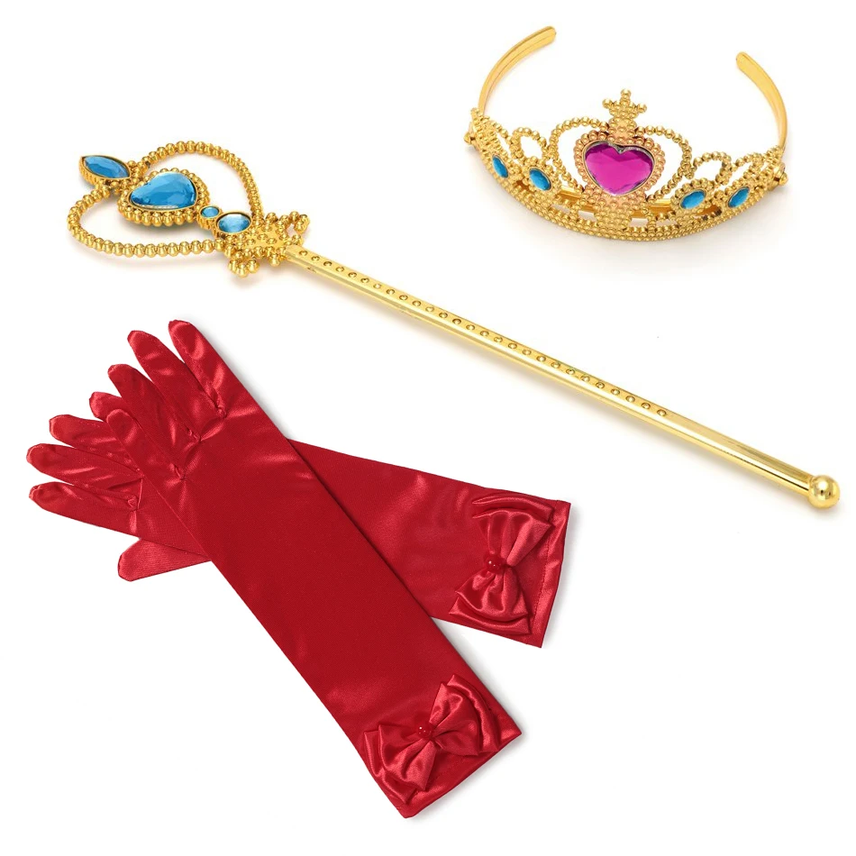 Accessories set 1 Платье принцессы Елены для девочек; детский летний хлопковый красный маскарадный костюм; платье Елены из авалора; нарядная одежда для дня рождения - Цвет: Accessories set 1