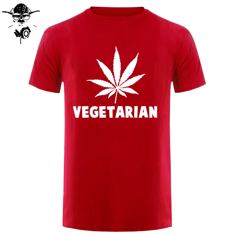 Vegan Вегетарианская Подарочная футболка для мужчин и женщин, футболка для мужчин с изображением животных, футболка для мужчин с зелеными листьями конопли, забавная футболка с коротким рукавом - Цвет: red white