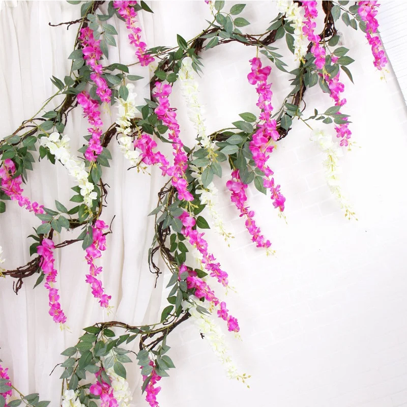 Xuanxiaotong 180 см Wisteria Искусственные цветы из ротанга Свадебные цветы украшение арки Настенный декор поддельные цветы лозы