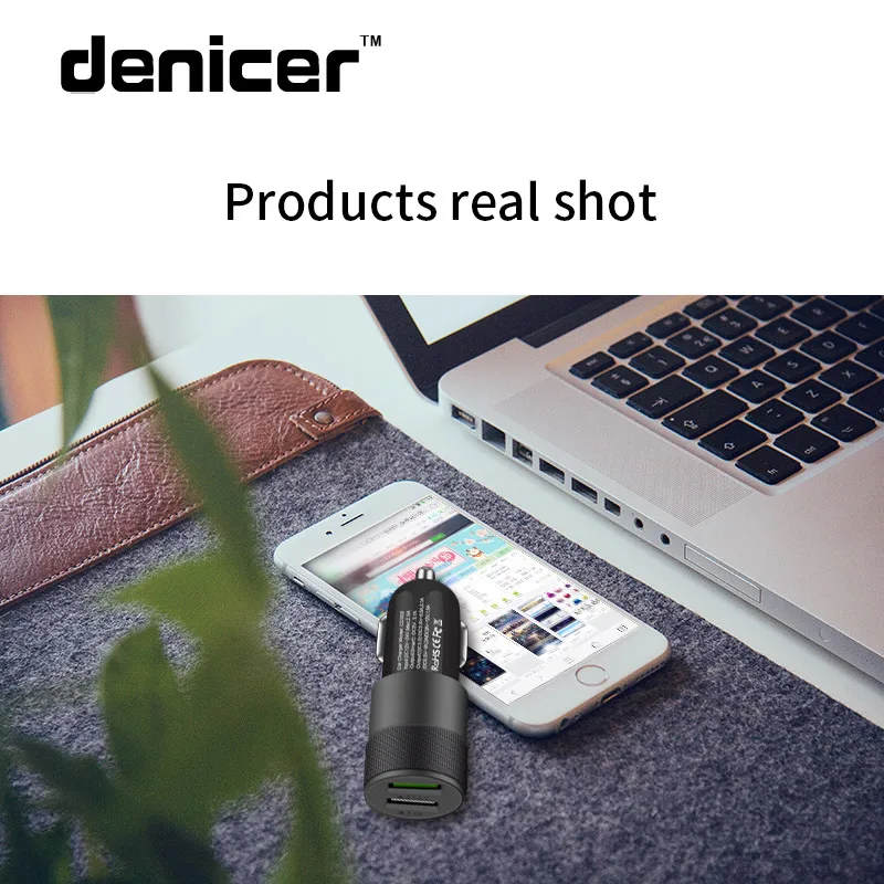 Denicer быстро QC 3 0 зарядное устройство для автомобиля с двумя портами USB адаптер
