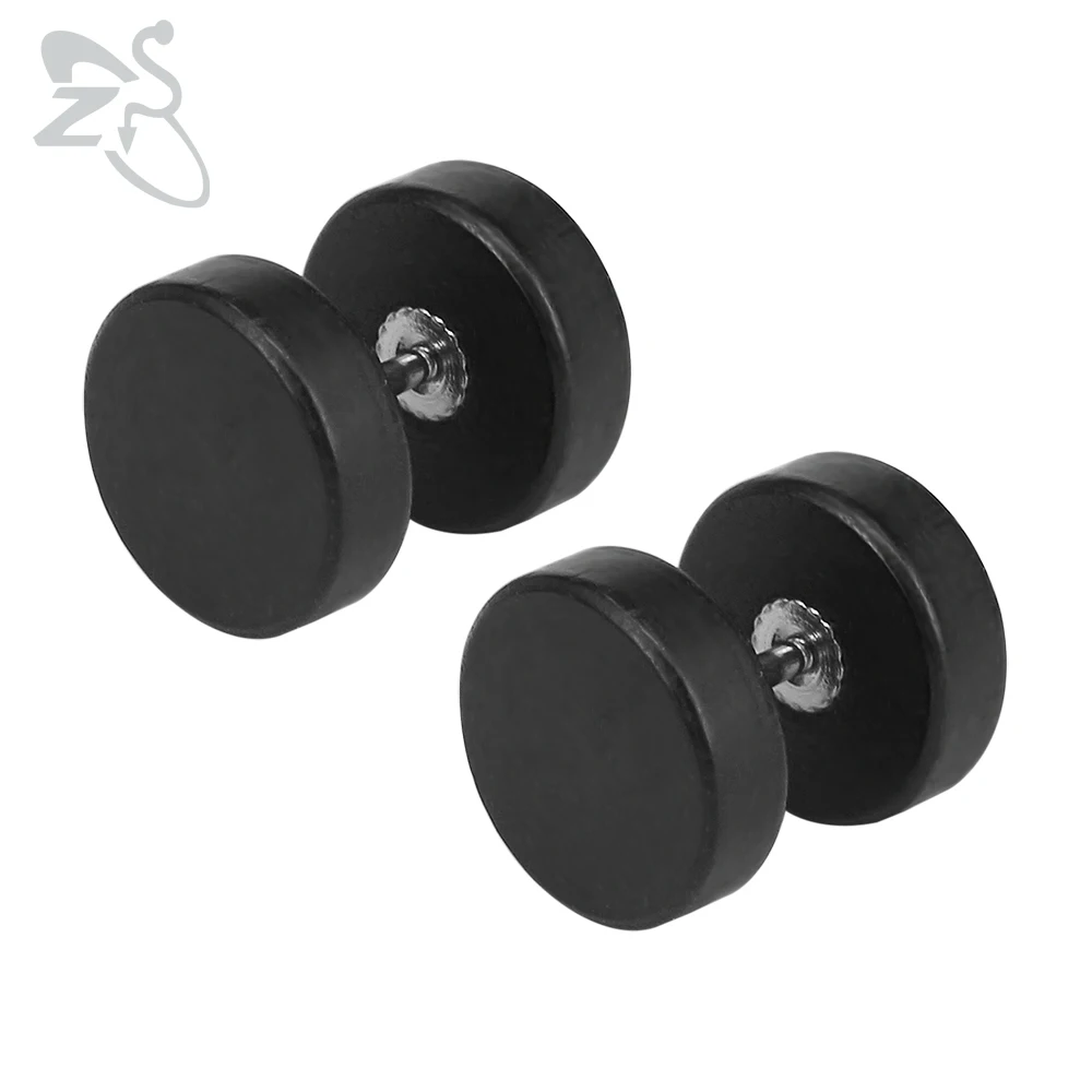 Black Wood ZS 1 Piar деревянная штанга гантели панк Готика Серьги-гвоздики мужские натуральный камень хип-хоп Рок улица поп серьги мужские байкерские ювелирные изделия - Окраска металла: Black Wood
