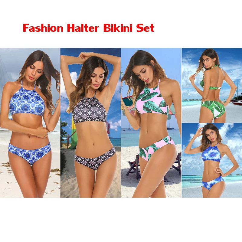 Новинка 2019 Женский комплект бикини INSTANTARTS с лямкой на шее милая трехмерная собака